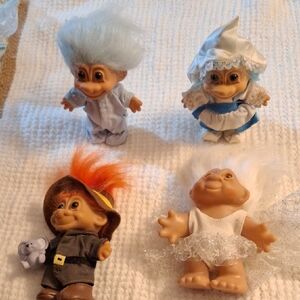 Russ Troll Dolls Set with Blue, White, and Orange Accents